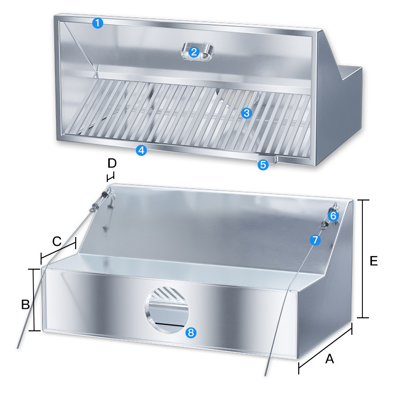 Commercial Kitchen Vent Hood - Purificateur d'air commercial en acier inoxydable
