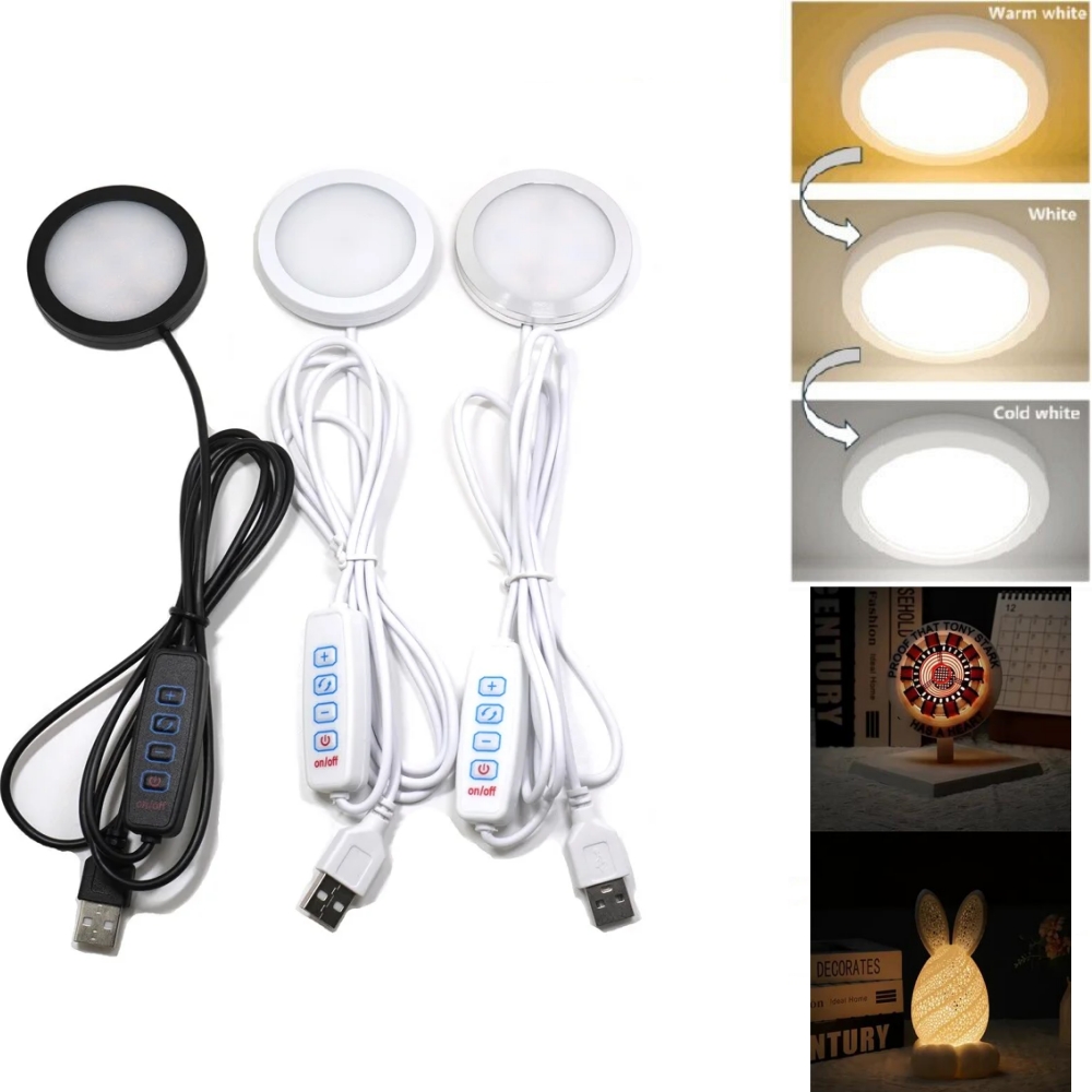 Commercial Kitchen Lights - 3 couleurs réglable USB rondelle lumière
