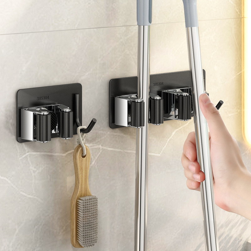 Commercial Kitchen Supplies - Support auto-adhésif sans perçage pour balai